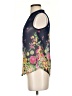 Miami 100% Polyester Floral Blue Sleeveless Blouse Size S - photo 5