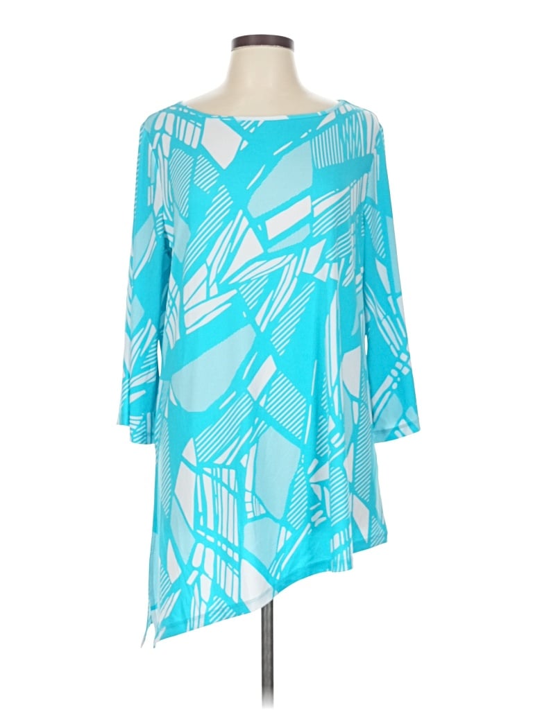 Pre-owned Susan Graver 3/4 Sleeve T-shirt In Blue