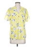 CAbi 100% Polyester Tropical Floral Yellow Short Sleeve Blouse Size S - photo 1