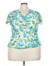 Fashion Bug 100% Polyester Teal Short Sleeve Blouse Size 22 - 24 - photo 1