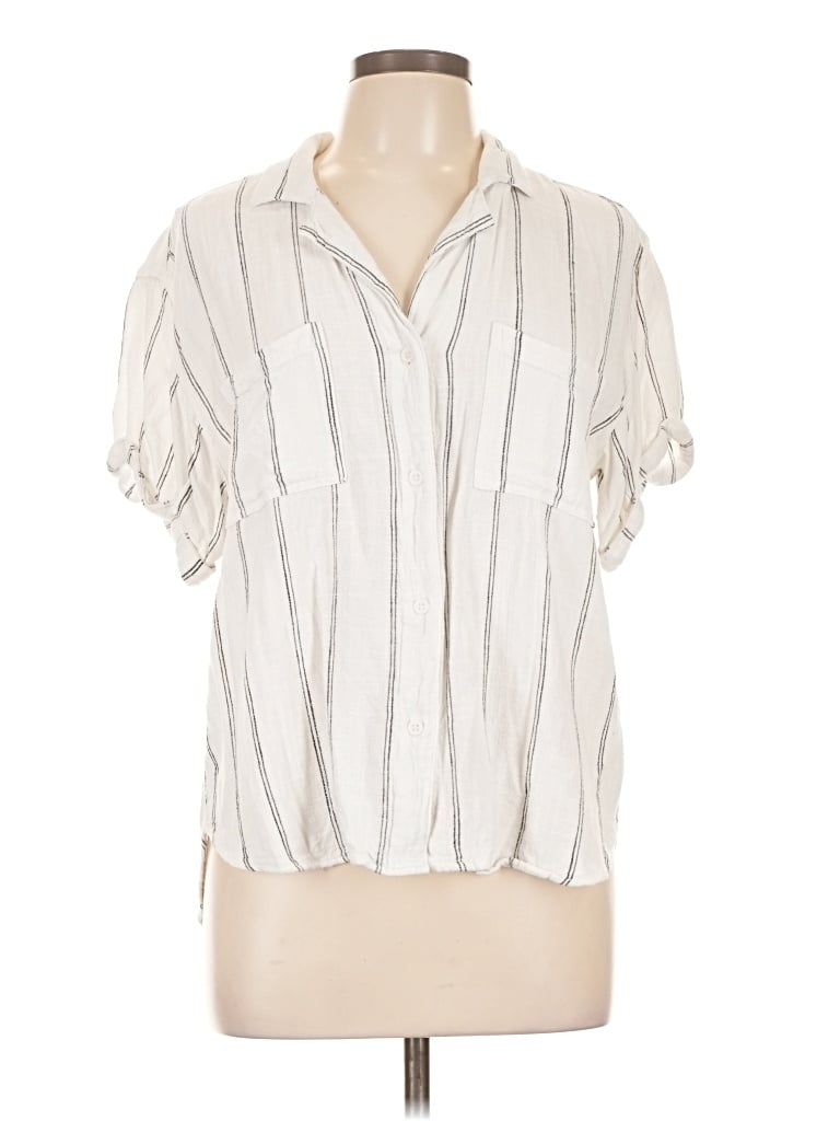 Pre-owned Weekend Short Sleeve Blouse In White