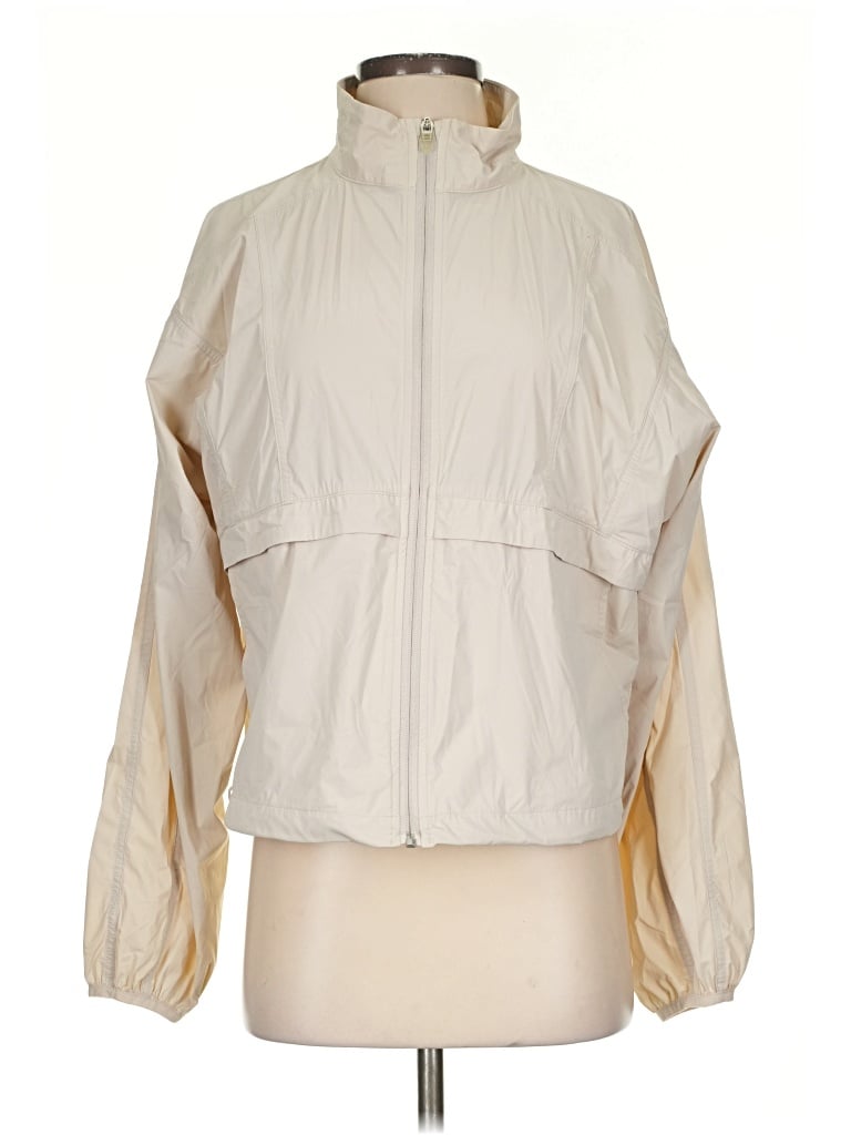 Pre-owned Z By Zella Windbreaker Jacket In White