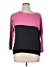 Vertical Design Color Block Pink Pullover Sweater Size 1X - photo 1