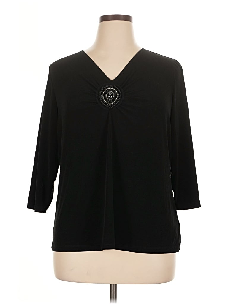 Pre-owned Susan Graver 3/4 Sleeve Blouse In Black