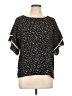 August Silk Black Short Sleeve Blouse Size L - photo 1