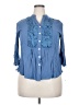 Unbranded Blue 3/4 Sleeve Button-Down Shirt Size XXL - photo 1