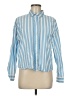 Old Navy 100% Cotton Stripes Blue Long Sleeve Button-Down Shirt Size M - photo 1
