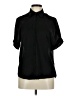 TAN + LINES 100% Polyester Black Short Sleeve Blouse Size M (estimated) - photo 1