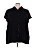 Halston Solid Black Short Sleeve Blouse Size 3X - photo 1