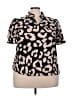 Unbranded 100% Polyester Animal Print Black Short Sleeve Blouse Size 2XL - photo 1