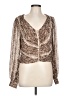 Lush 100% Polyester Brown Long Sleeve Blouse Size L - photo 1
