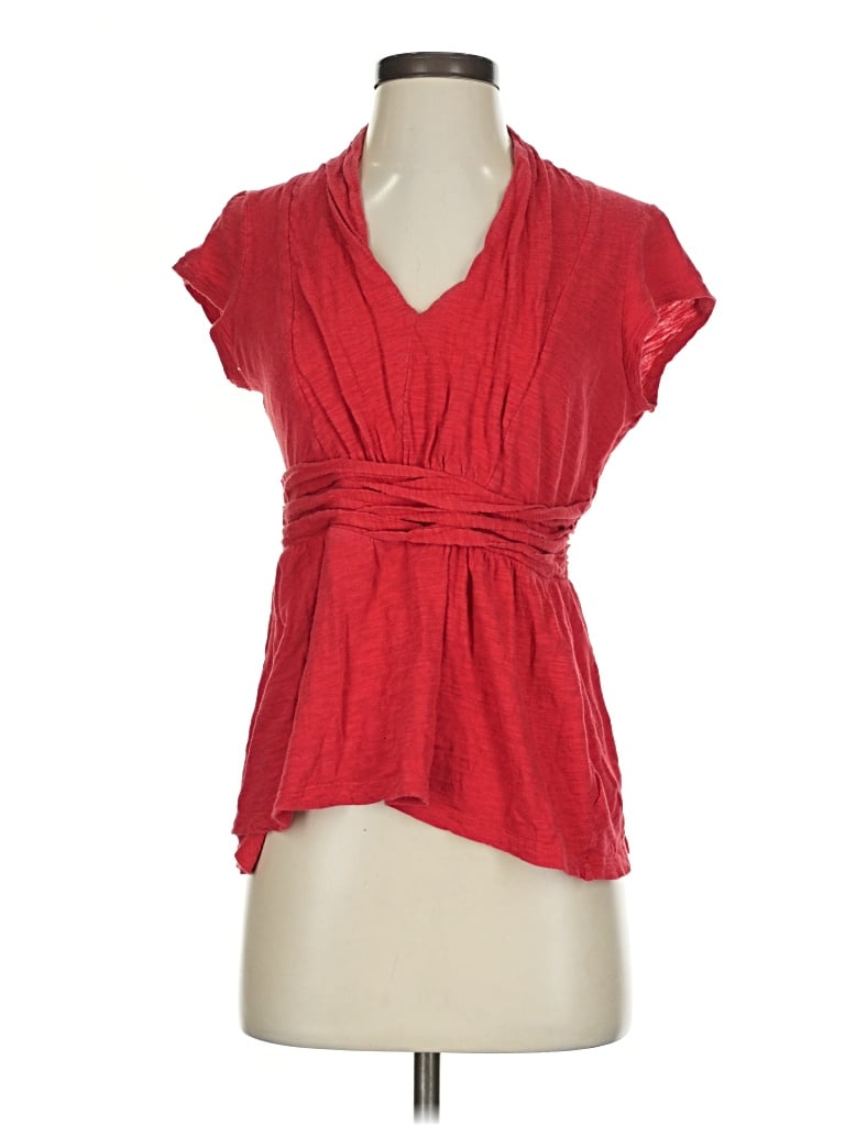 Pre-owned Deletta Short Sleeve Blouse In Red