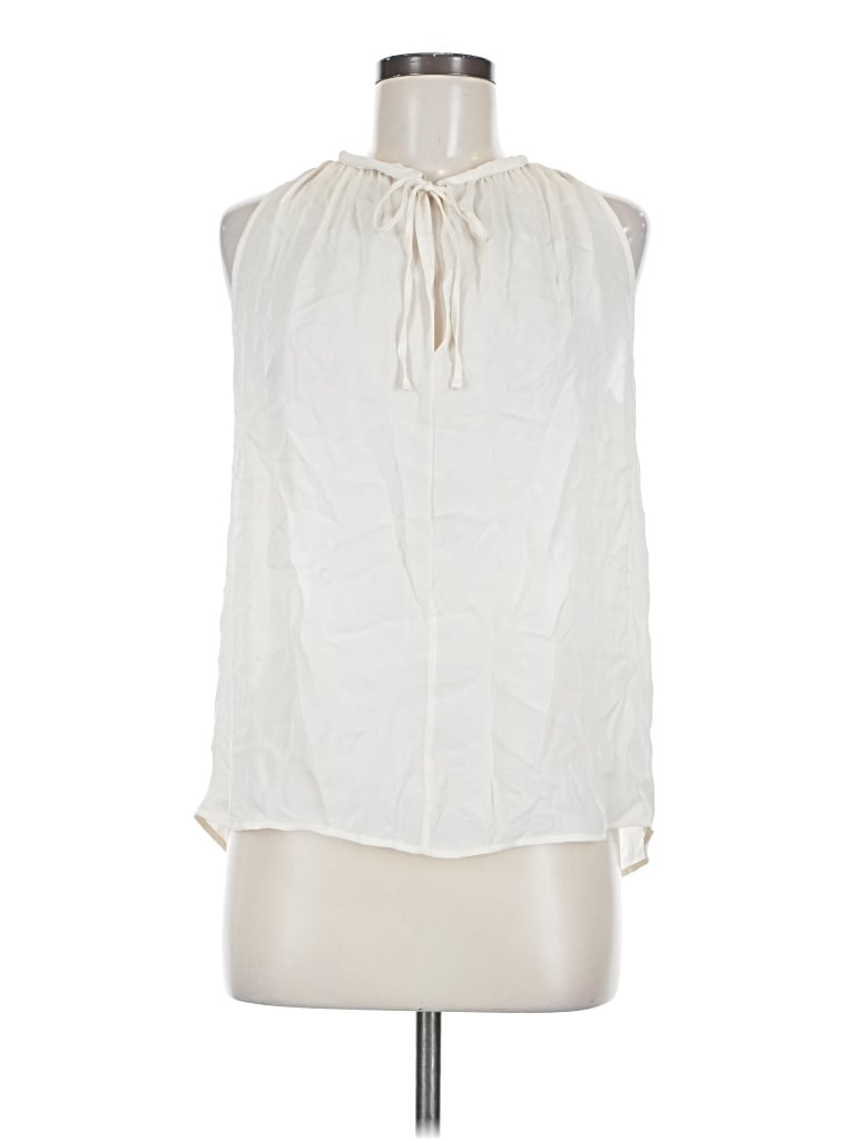 Pre-owned The Kooples Sleeveless Silk Top Ivory Halter Neckline Tops In White