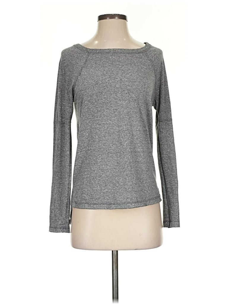 Pre-owned Current Elliott Long Sleeve T-shirt In Gray