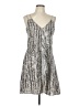 Gemma Crus 100% Polyester Print Tan Silver Cocktail Dress Size 10 - photo 1