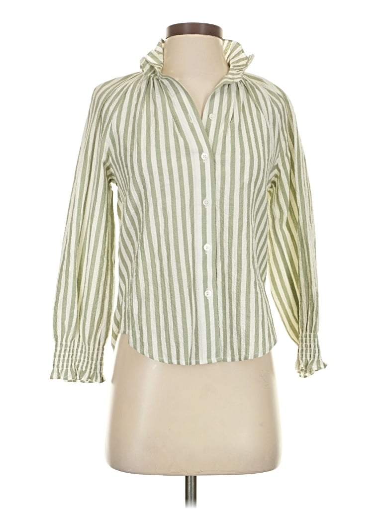 Pre-owned Veronica Beard Jeans Long Sleeve Blouse In Green
