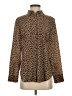 J.Crew 100% Silk Animal Print Brown Long Sleeve Silk Top Size 4 - photo 1