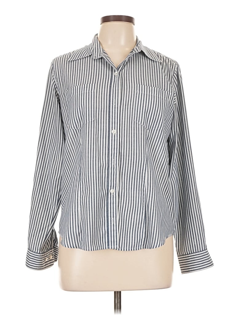 Pre-owned Travelsmith Long Sleeve Blouse In Silver