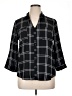 Byer California 100% Polyester Plaid Black 3/4 Sleeve Blouse Size XL - photo 1