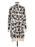 Shein 100% Polyester Animal Print Ivory Cardigan Size 6 - photo 2