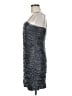 Aqua 100% Polyester Metallic Silver Cocktail Dress Size 8 - photo 5