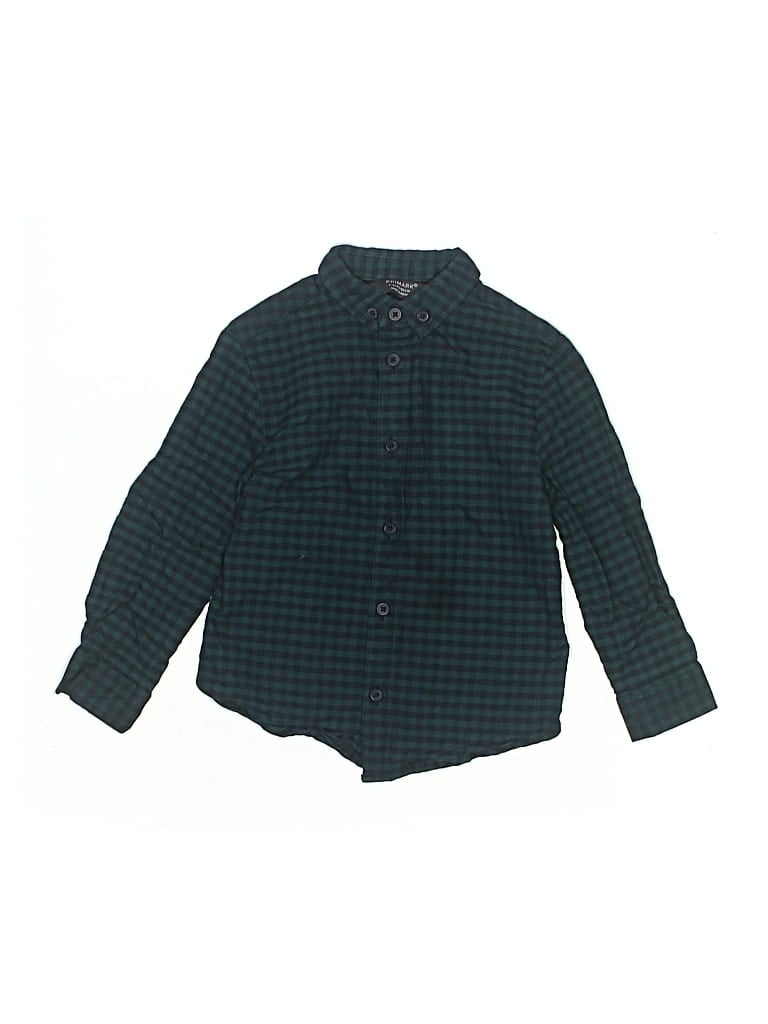 Pre-owned Primark Kids' Long Sleeve Button Down Shirt In Green