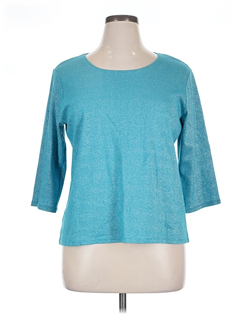 Pre-owned Susan Graver 3/4 Sleeve T-shirt In Blue