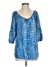 Velvet 100% Silk Blue 3/4 Sleeve Silk Top Size S - photo 1