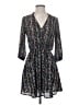 Lush 100% Polyester Print Black Casual Dress Size S - photo 1