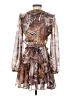 Reset 100% Polyester Print Brown Cocktail Dress Size S - photo 2