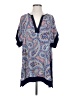 J.Crew 100% Polyester Paisley Blue Short Sleeve Blouse Size XS - photo 1