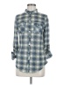 Passport 100% Polyester Plaid Blue Long Sleeve Blouse Size M - photo 1