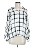 Jessica Simpson 100% Viscose Checkered-gingham Silver 3/4 Sleeve Blouse Size M - photo 1