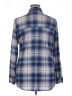 Great Northwest Indigo 100% Polyester Plaid Blue Long Sleeve Blouse Size XL - photo 2