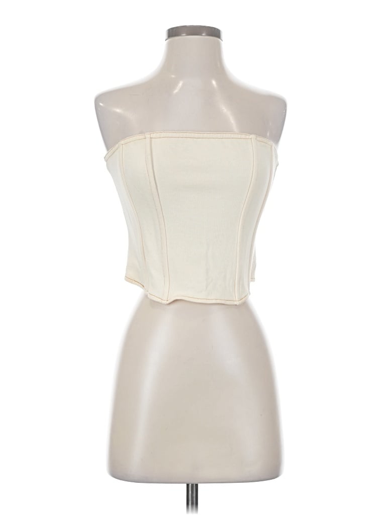 Pre-owned Isalis Sleeveless Top Ivory Strapless Neckline Tops In White