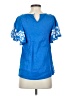 J.Crew 100% Linen Blue Short Sleeve Blouse Size 00 - photo 2