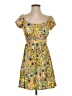 Assorted Brands 100% Polyester Print Yellow Casual Dress Size S - photo 1