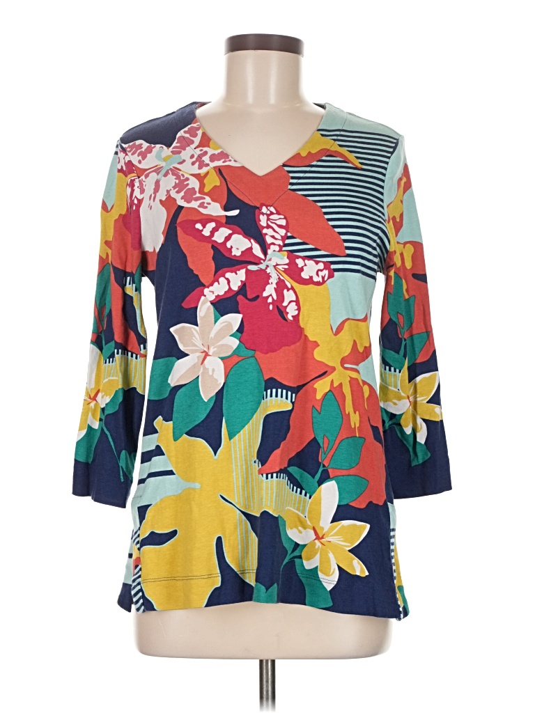 Pre-owned Chico's 3/4 Sleeve Blouse In Blue