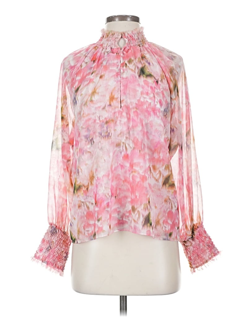 Pre-owned Misa Long Sleeve Blouse In Pink