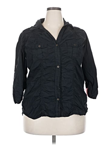 Eyeshadow 3/4 Sleeve Button-Down Shirt (view 1)