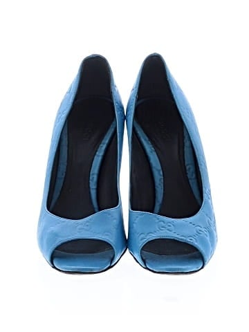 Gucci Leather Guccissima Open Toe Pumps  (view 2)