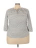 Croft & Barrow 100% Polyester Gray Ivory 3/4 Sleeve Blouse Size XXL - photo 1