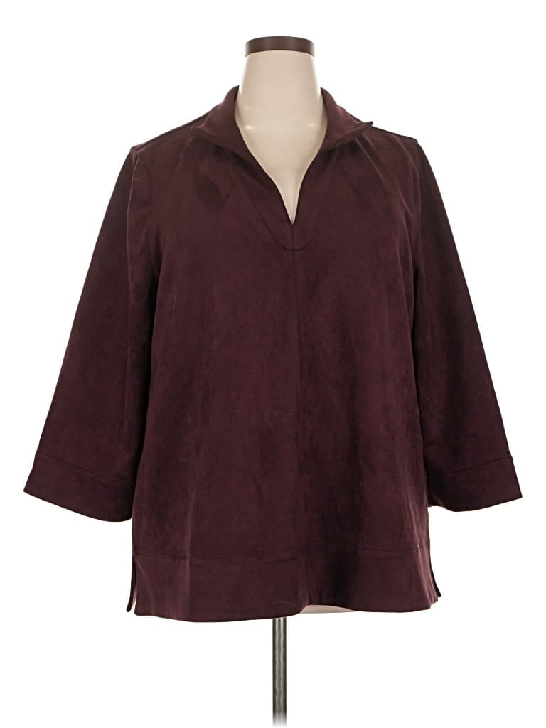 Pre-owned Tuckernuck 3/4 Sleeve Blouse In Burgundy