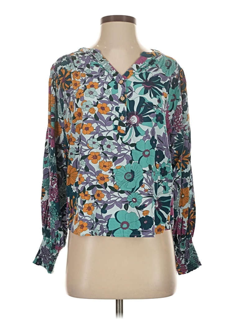 Pre-owned Easel 3/4 Sleeve Blouse In Blue