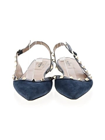 Valentino Garavani Suede Rockstud Slingback Flats (view 2)