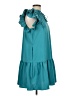 Unbranded 100% Polyester Solid Teal Casual Dress Size L - photo 4