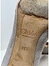 Chloé 100% Suede Chevron-herringbone Ivory Gray Heels Size EU 39 1/2 - photo 6