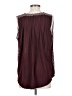 Ann Taylor LOFT 100% Polyester Houndstooth Burgundy Sleeveless Blouse Size S - photo 2