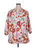 Unbranded 100% Polyester Floral Pink 3/4 Sleeve Blouse Size 2X - photo 1