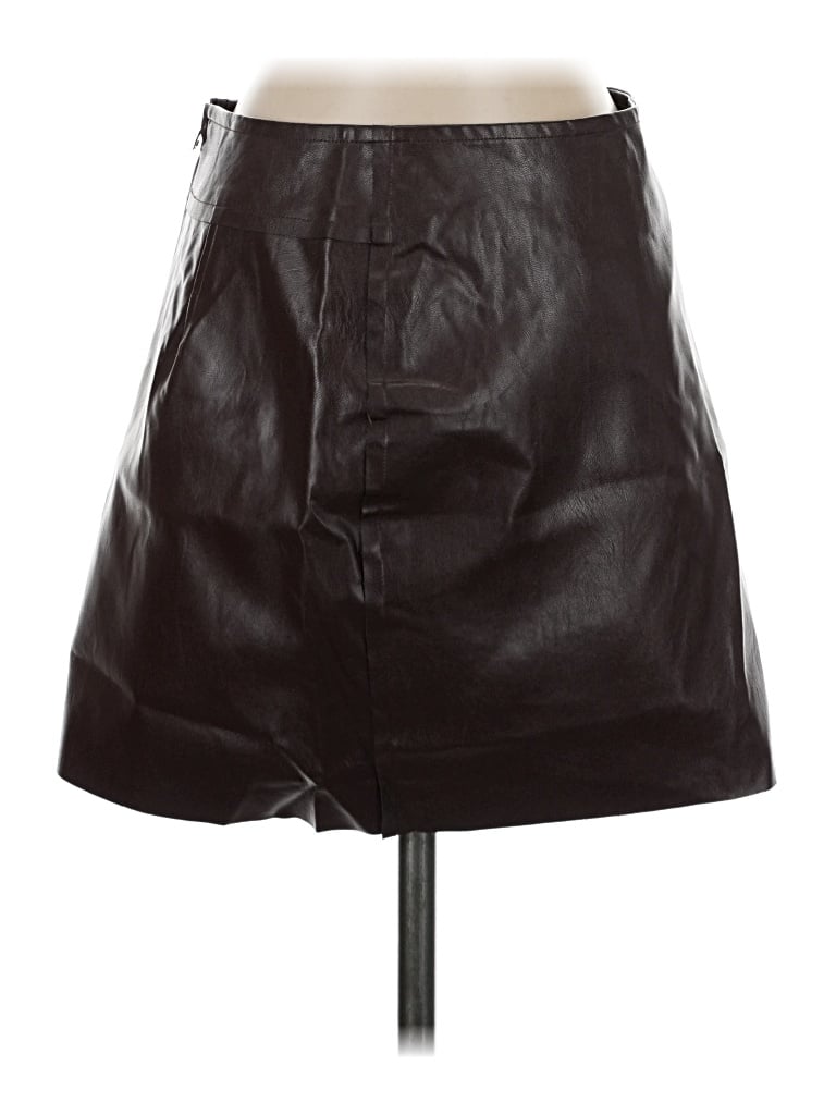 Pre-owned Commense Faux Leather Skirt In Brown